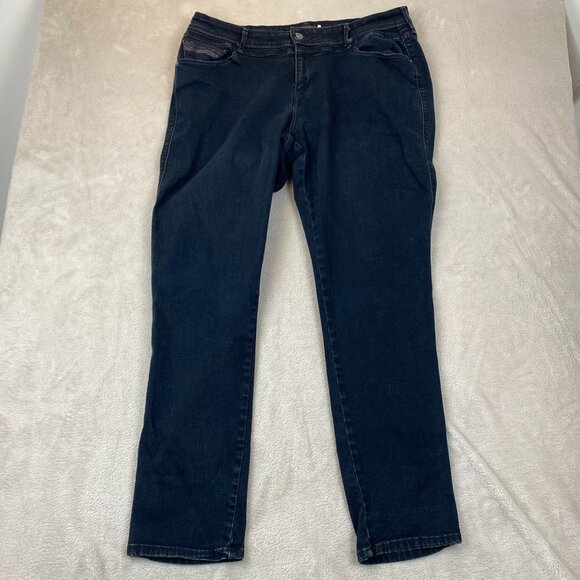 Levis Womens Jeans Size 16W Skinny Ankle Stretch Casual Blue Denim Dark Wash - Picture 14 of 15